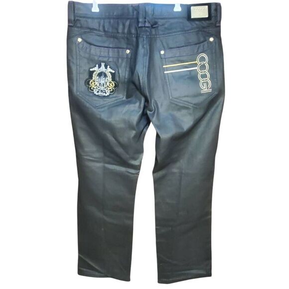 COOGI Mens Sz 40x35 Black Dark Wash Baggy Jeans Hip Hop Y2K Embroidered Pockets - Picture 7 of 14